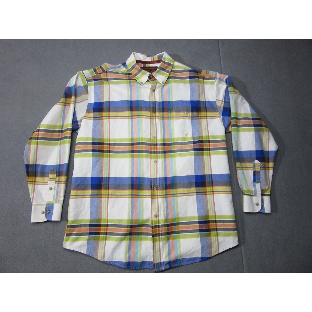 Wrangler Shirt Mens XL White Blue Plaid Twenty X Western Long Sleeve Durable